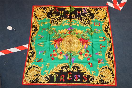 Two Versace silk scarves